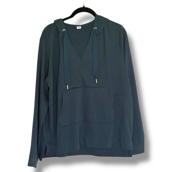 Old Navy Women’s Cross Front French Terry Hoodie M NWT Blue Relaxed Fit - Picture 1 of 8
